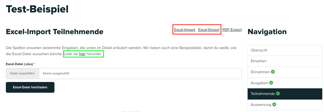 Screenshot aus der Software: geöffnete Maßnahme.