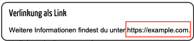Screenshot des Ergebnis der RML-Anweisung für einen Link als Adresse.
