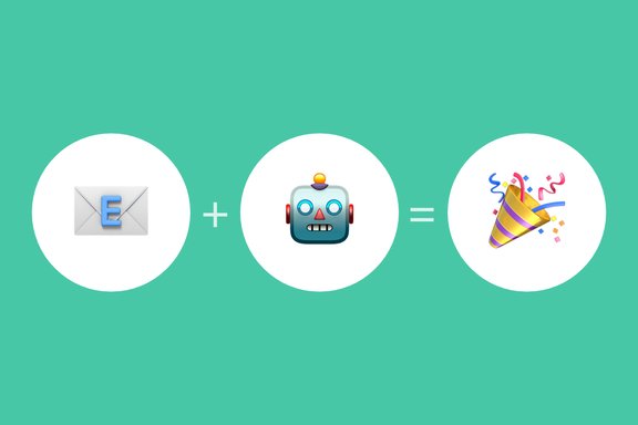 Emojis, die einen Automatisierungsprozess mit KI illustrieren