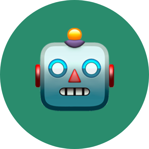 Gründer Kreis im Hintergrund, darauf das Emoji eines Roboters.