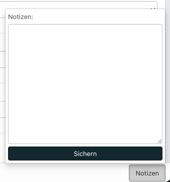 Screenshot aus der Software: geöffnetes Event mit Notizfeld.