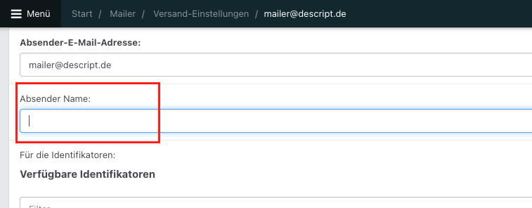 Screenshot aus Software: geöffnete Bearbeitung Versand-Einstellungen.