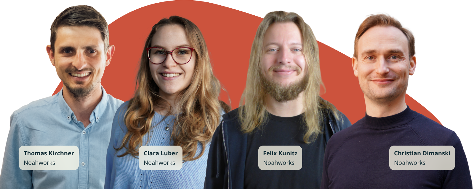 Thomas, Clara, Felix und Christina nebeneinander.