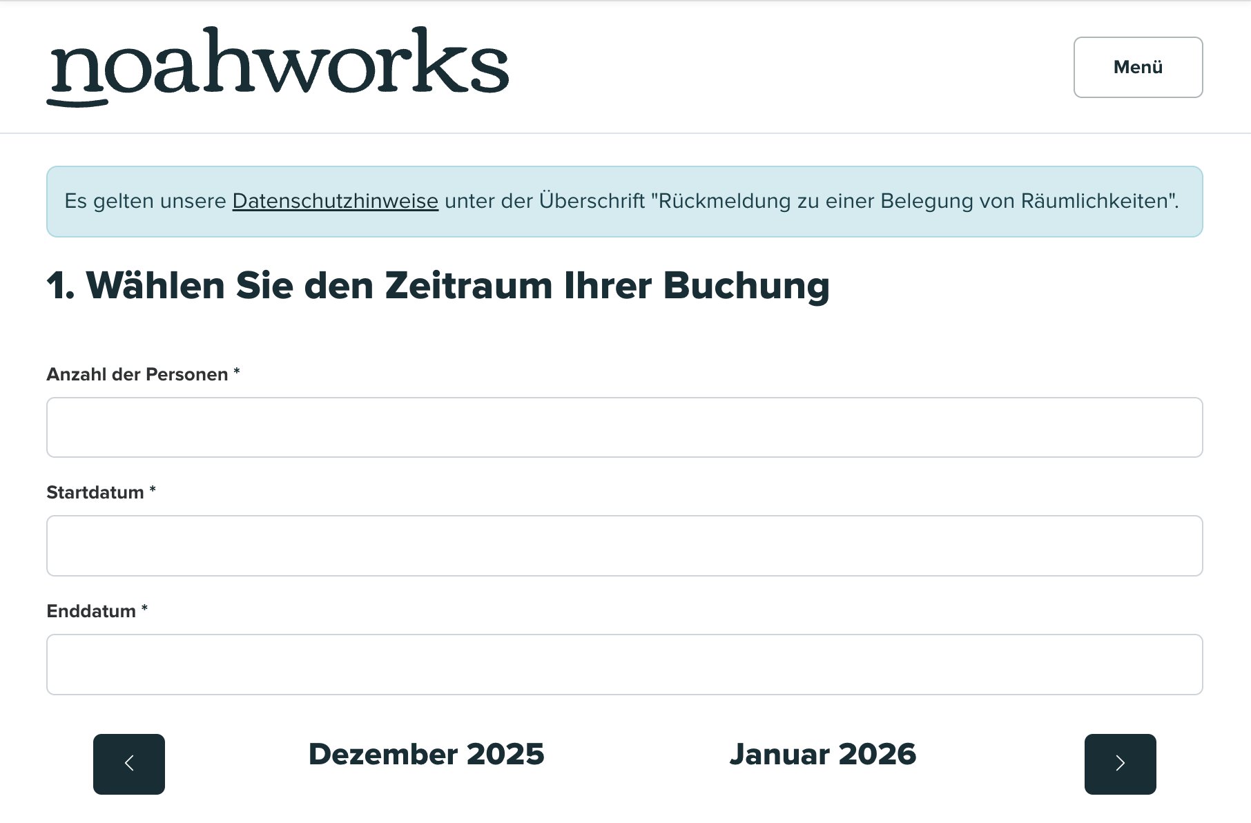 Screenshot aus der Software: Belegung anfragen.