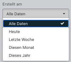 Screenshot aus der Software: alter Filter für Erstellung.
