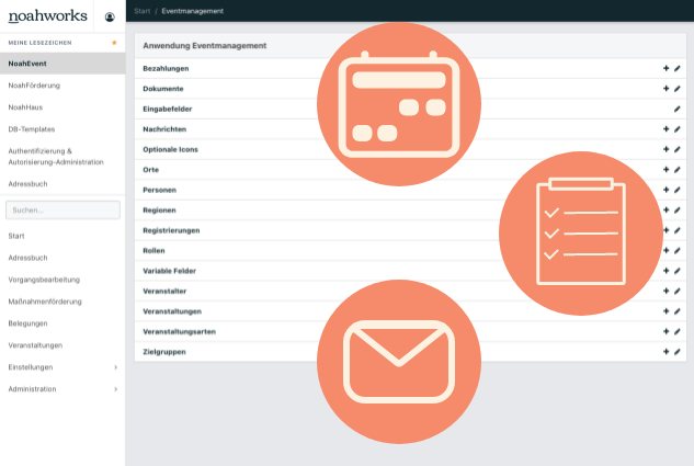 Screenshot aus der Software: geöffnetes Eventmanagement.