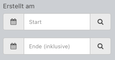 Screenshot aus der Software: neuer Filter für Erstellung mit konkreten Zeiträumen.