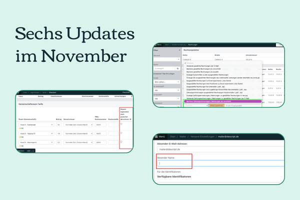 Titelbild für Beitrag: Absender personalisieren, Mahnungen markieren & mehr