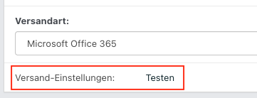 Screenshot aus der Software: geöffnete Mail im Bereich Versand-Einstellungen.