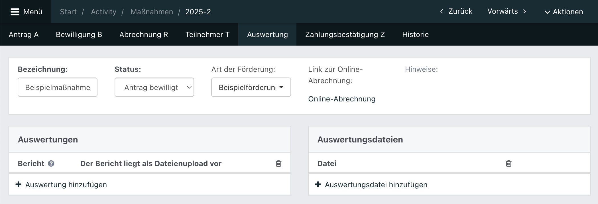 Screenshot des Tabs Teilnehmer T.