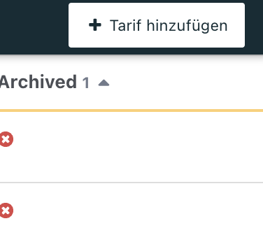 Screenshot des Buttons zum Anlegen neuer Tarife.