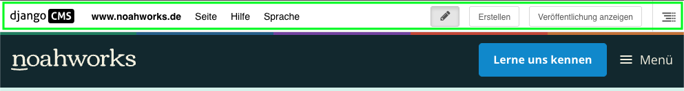 Screenshot der CMS-Steuerleiste von Noahworks.