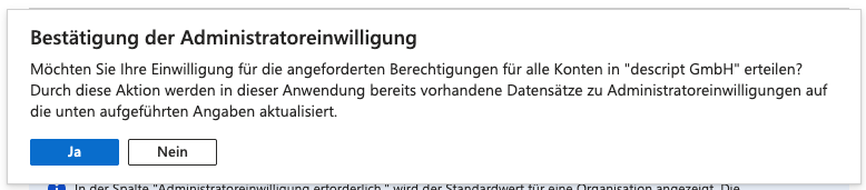 Screenshot aus dem MS Entra Admin Center. Zu sehen ist die Bestätigung der Administratoreinwilligung.