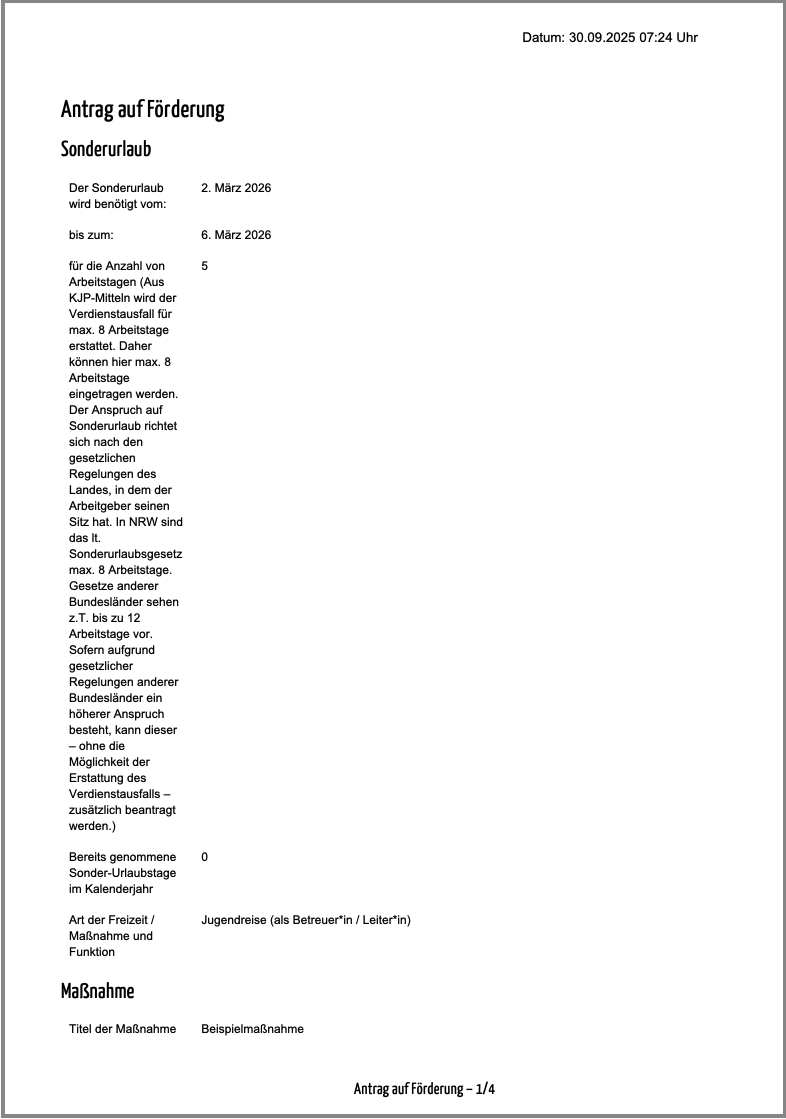 Screenshot einer beispielhaften Eingangsbestätigung.
