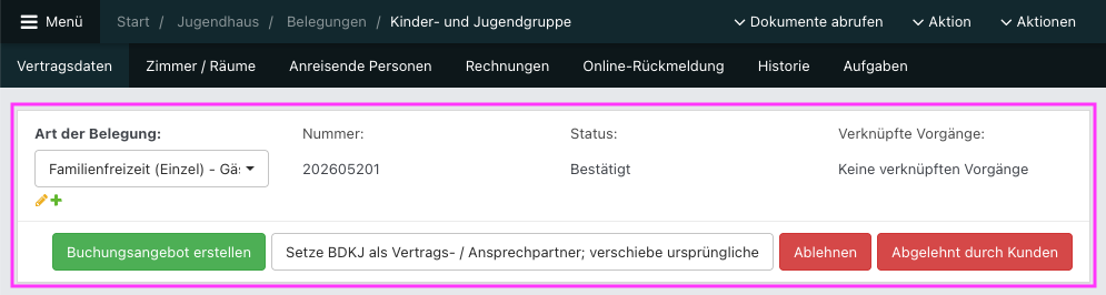 Screenshot aus NoahHaus: Oberster Abschnitt, der in jedem Tab identisch bleibt.