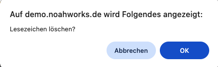 Screenshot aus der Software: geöffnetes Fenster zum Löschen eines Lesezeichens.