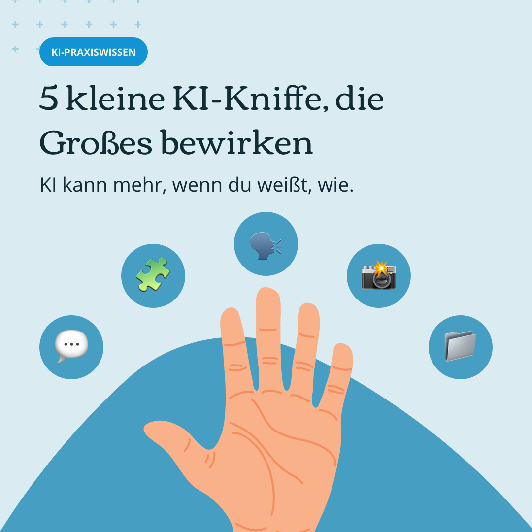 Hellblauer Hintergrudn, darauf eine Hand mit je einem Emoji übe dem Finger.