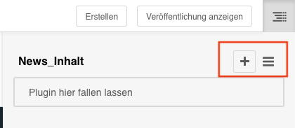 Screenshot aus dem CMS: die Seitenstruktur eines News.