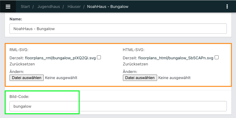 Screenshot aus NoahHaus: geöffnete Bearbeitungsansicht eines Hauses.