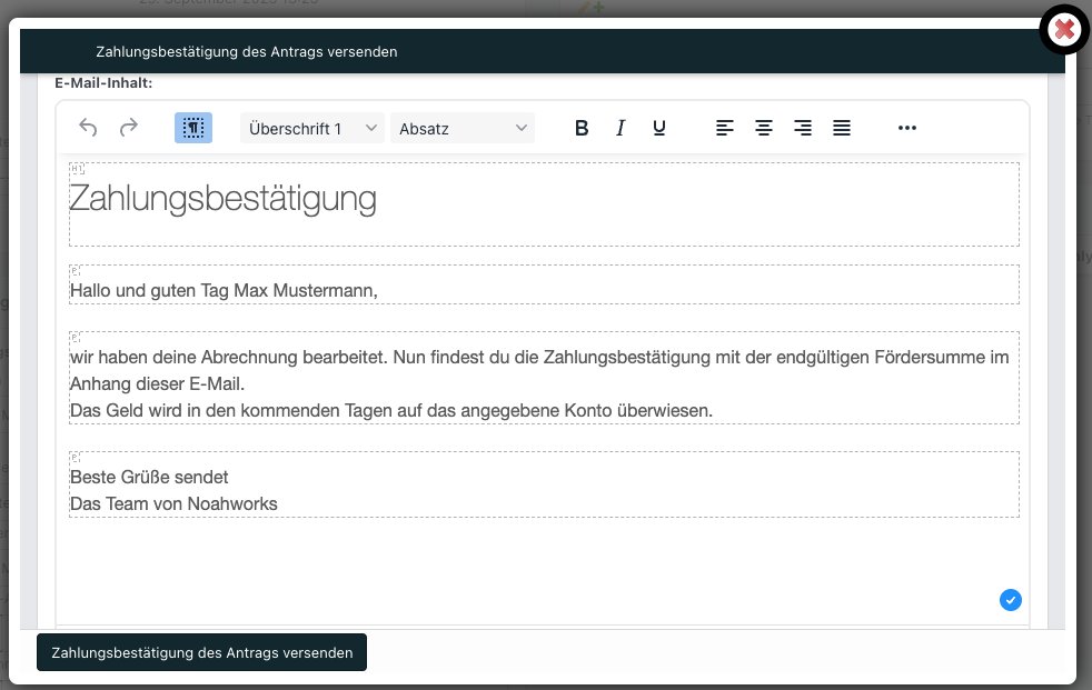 Screenshot des Mail-Template für die Zahlungsbestätigung.