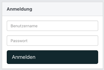 Screenshot des Logins.