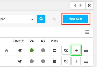 Screenshot aus Seitenbaumstruktur.