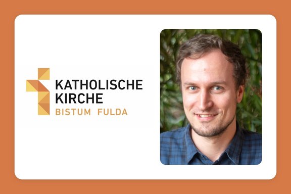 Collage mit Logo Bistum Fulda und Portrait von Thomas Schreiner