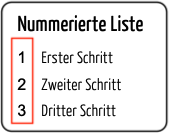 Screenshot des Ergebnisses der RML-Anweisung einer nummerierten Liste.