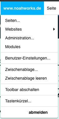 Screenshot des geöffneten Dropdown-Menü unter "www.deine-seite.de"