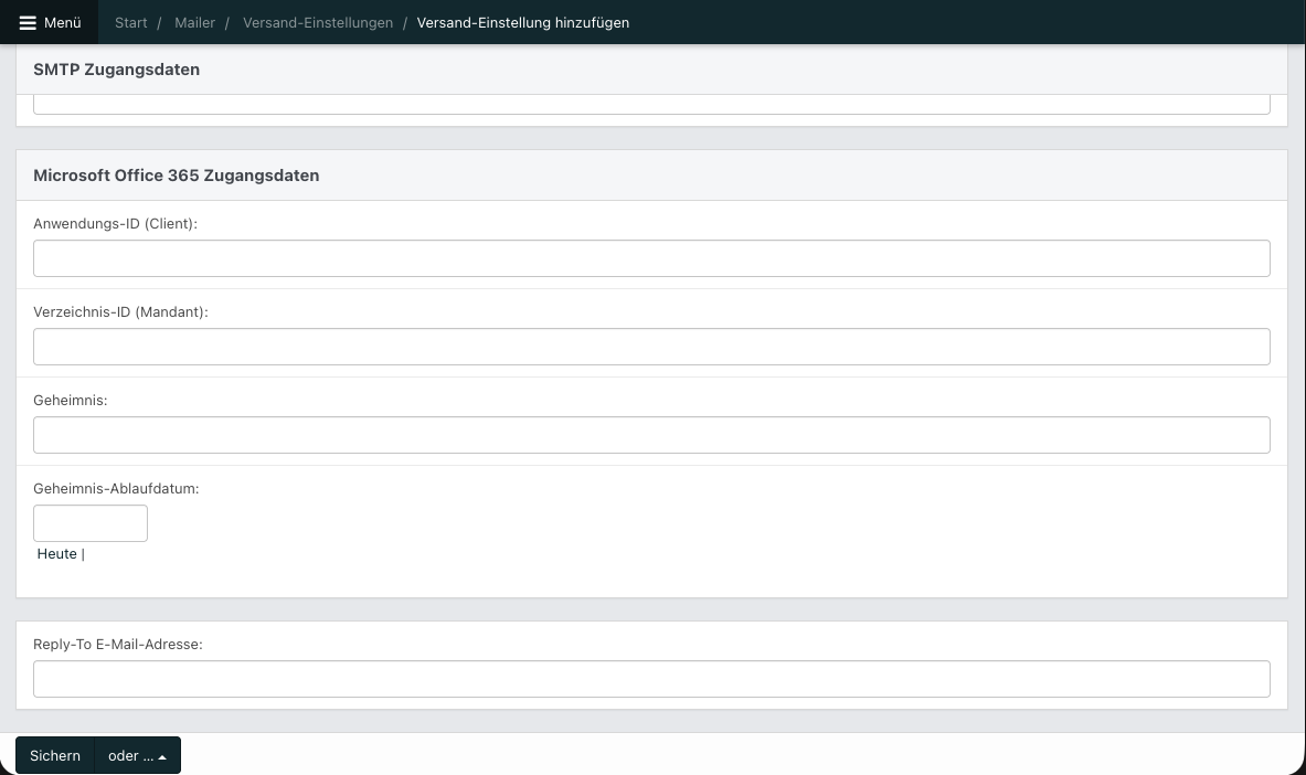 Screenshot aus Noahworks, zu sehen ist die Bearbeitung einer neuen Versand-Einstellung.