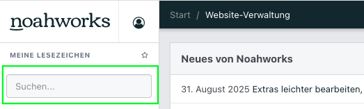 Screenshot aus der Software: Suchleiste auf Dashboard.