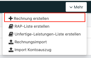 Screenshot: Button "Mehr" in der Rechnungsübersicht.